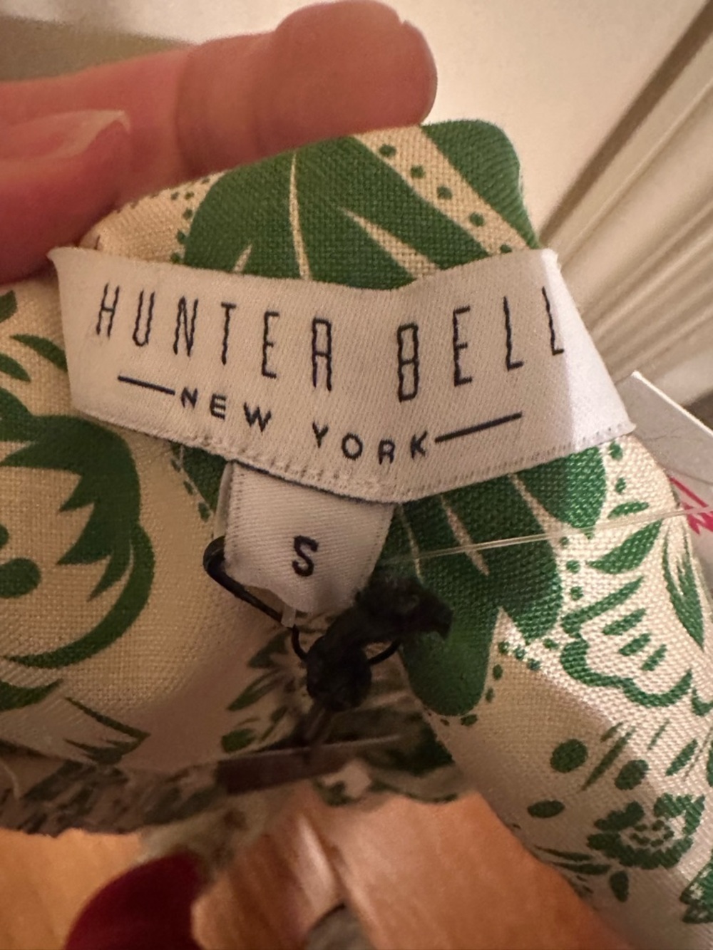 HUNTER BELL Green and Cream Floral Dress with Puff Sleeves - Picture 5 of 6